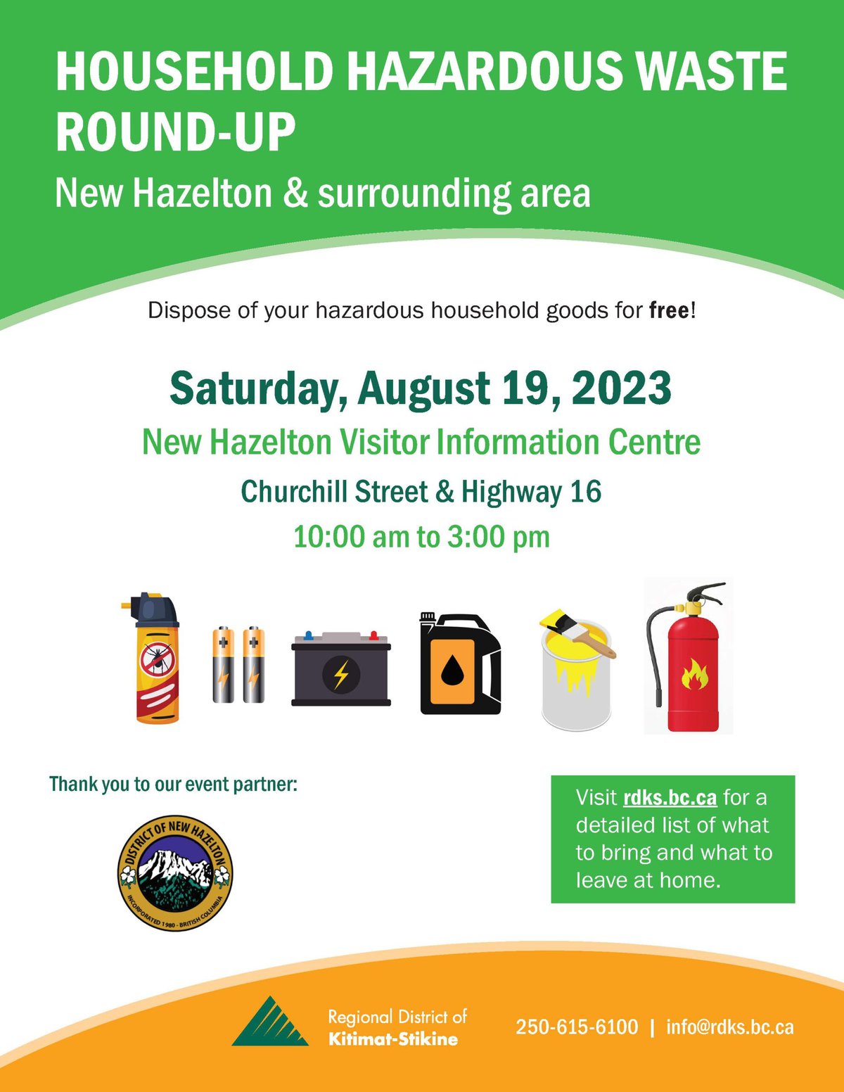 Household Hazardous Waste Roundup, August 19, 2023 Village of Hazelton